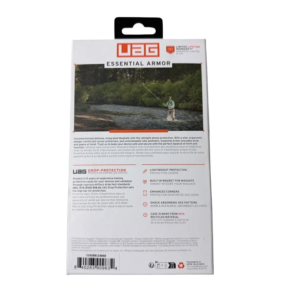 UAG Essential Armor iPhone 15 Case Black MagSafe 15ft Drop Protection Rugged